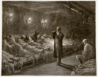 Lector de Escrituras en un Refugio Nocturno, de 